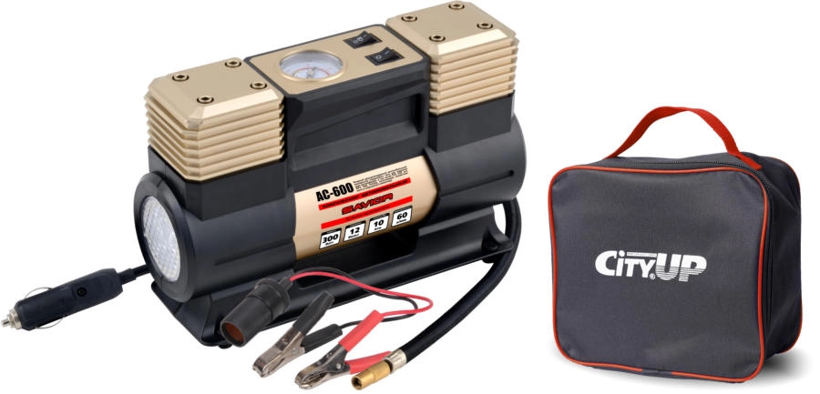 Компрессор CityUP АС-600 Savor (2 цилиндра, с фонарем) 60л/мин