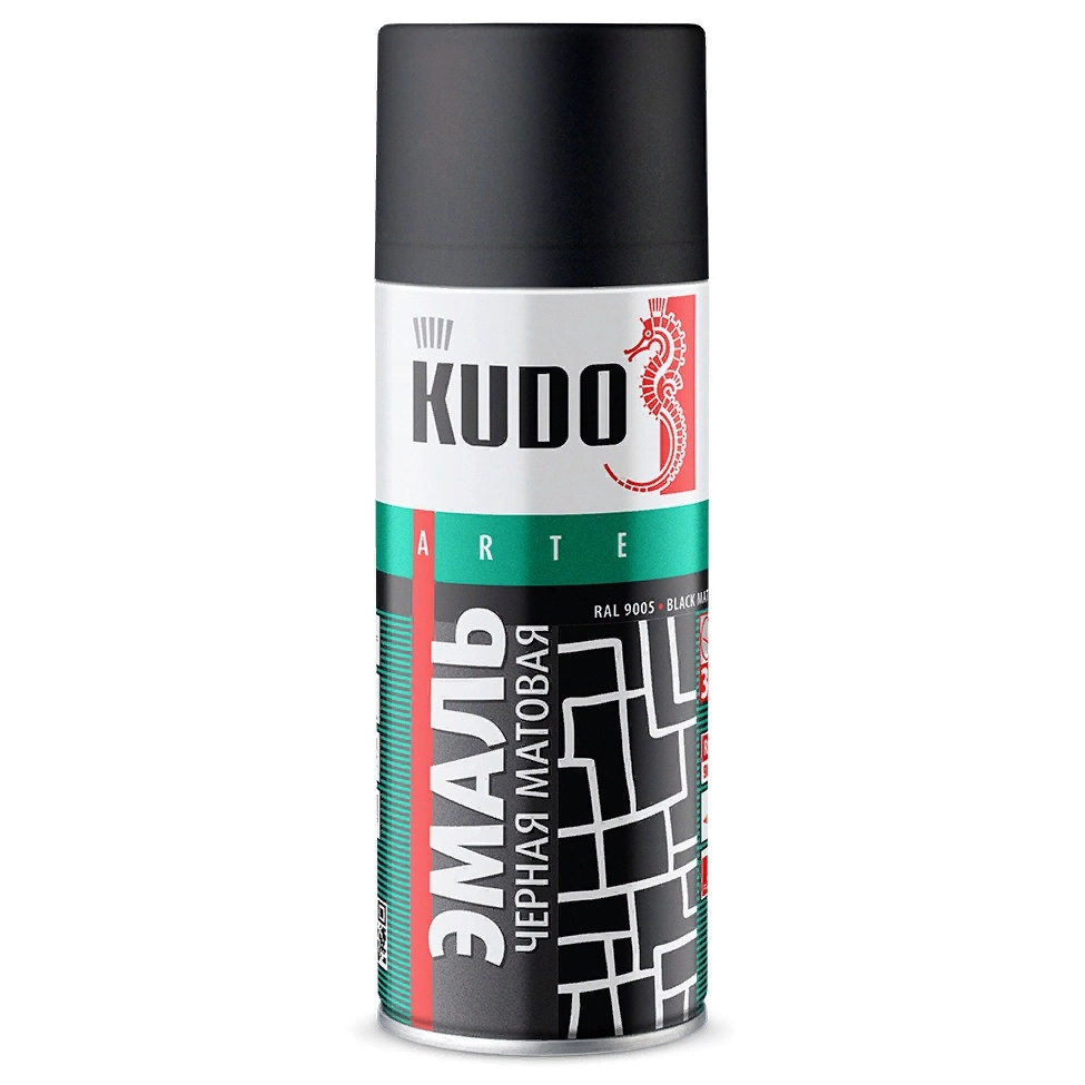 KUDO Эмаль универсальная ЧЕРНАЯ МАТОВАЯ 520 мл