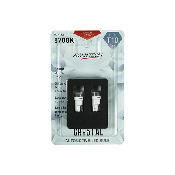 А/бц      12V 5W W2.1x9.5d LED С ЛИНЗОЙ блистер 2шт      AVANTECH