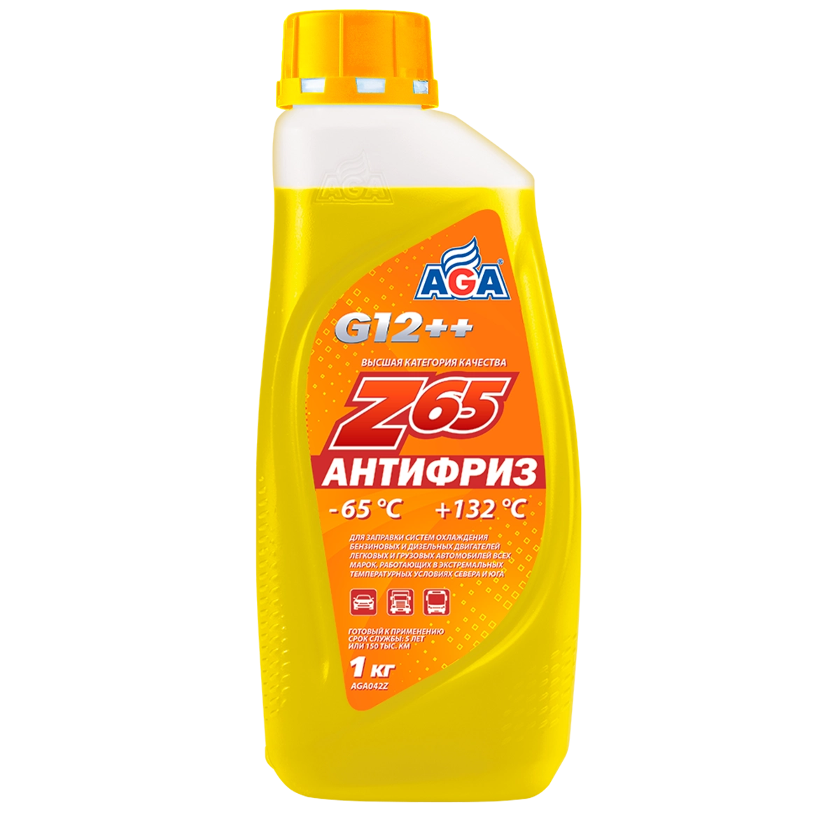 Антифриз AGA G12++ (желтый) -65°C 1л
