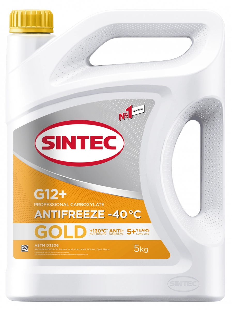 Антифриз Sintec Gold G12+ -40*С (желтый) 5кг