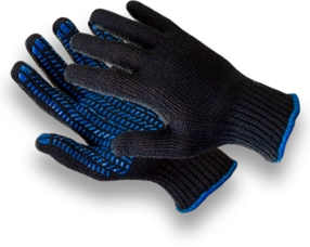 Перчатки ПВХ 6 нитей 10 класс черные 10 пар