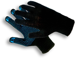 Перчатки ПВХ ГОСТ 6 нитей 7,5 класс 2-й оверлок черные 10 пар