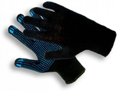 Перчатки ПВХ ГОСТ 6 нитей 7,5 класс 2-й оверлок черные 10 пар