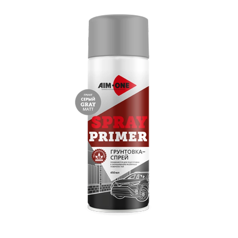 AIM-ONE Грунтовка-спрей СЕРАЯ МАТОВАЯ (аэроз) 450мл