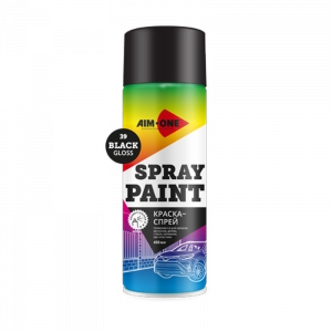 AIM-ONE Краска-спрей ЧЕРНАЯ ГЛЯНЦЕВАЯ 450мл