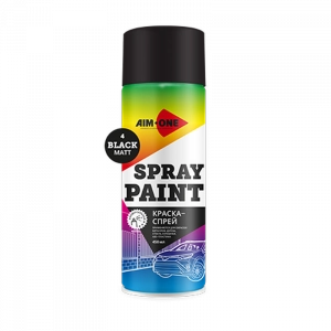AIM-ONE Краска-спрей ЧЕРНАЯ МАТОВАЯ 450мл
