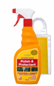 NCC Полироль для кожи, резины, пластмассы с губкой 500мл